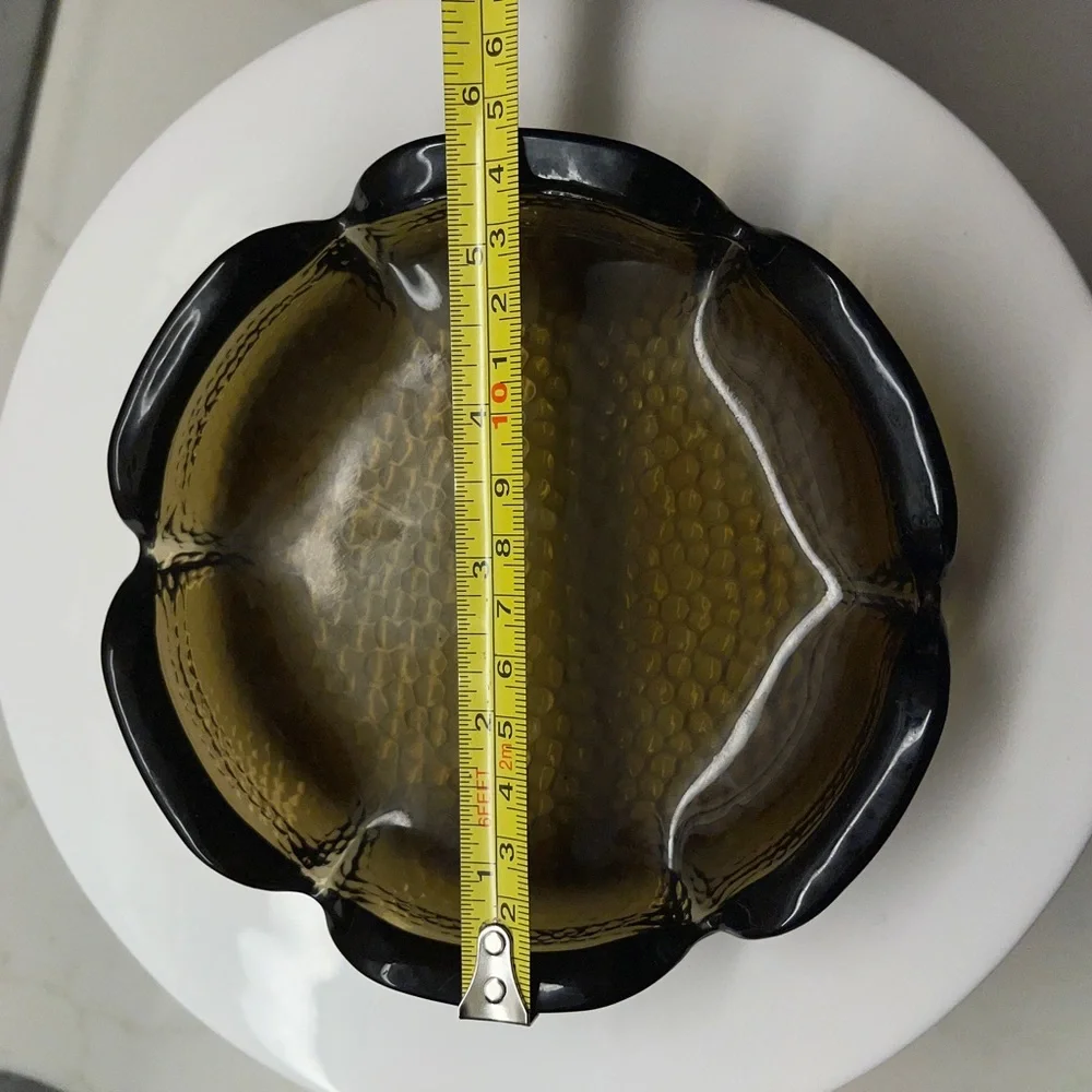 Vintage Blenko Glass‎ Petal Chestnut Ashtray W/Textured Pebbled Base MCM